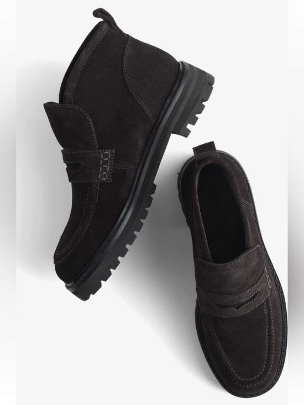 Madewell Suede Lug Loafer Booties Black